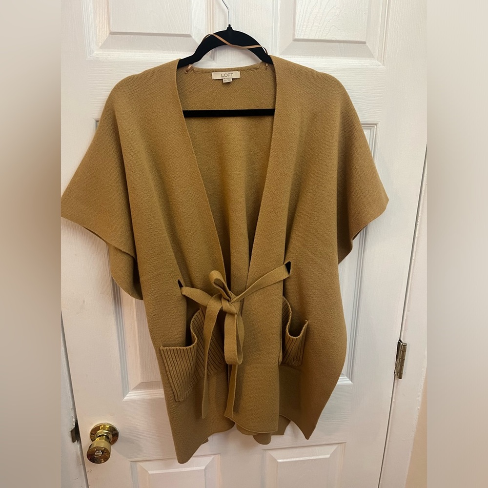 Loft belted poncho sweater